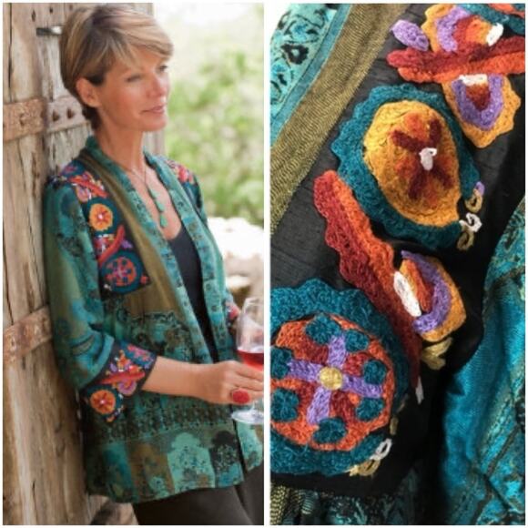 Soft Surroundings Tapestry Embroidered Cardigan/Kimono - Picture 6 of 10